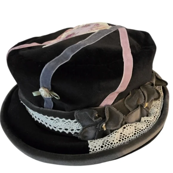 Upcycled Hand Crafted On A Dark Gray Boho Slouchy Bucket Hat Sz OS Gray Bucket Hat – Everglades Fishing Co main image 3